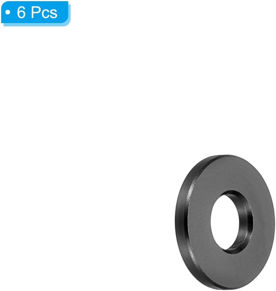 PATIKIL M6 Aluminum Spacers, 6 Pcs Metal Spacers Aluminum 6.2mm ID x 15mm OD x 2mm L Aluminum Spacer Screw Standoff Round for 1/4" or M6 Screw Bolts,Black
