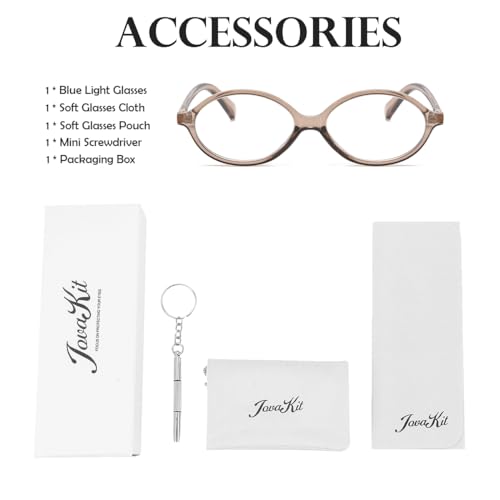 Image of JOVAKIT Retro Oval Blue Light Blocking Glasses for Women Vintage Fashion 90s Small Oval Frame Eyeglasses