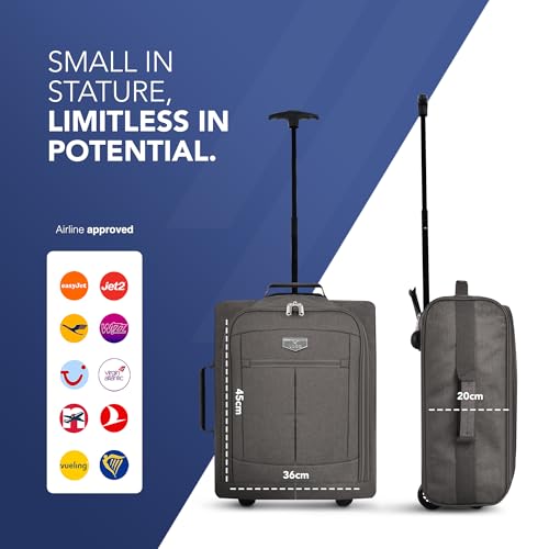 LUGG Lightweight Cabin Size Luggage - Durable 600D Snowflake Polyester - Push Up Trolley, Strong Wheels - Easyjet, Ryanair, British Airways - Overhead Locker (45x36x20cm) - Image 3