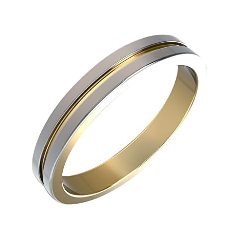 Wedding Anniversary Band Rings For Men And Women Dual Tone 14k Gold Plated Sterling Silver Simple Band Ring Daily Wear Jewelry Comfort Fit 3mm Width Cover
