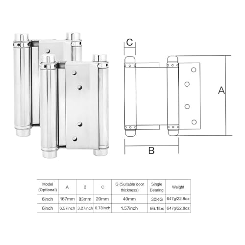 Buhyuhb D01 Double Action Spring Hinges 6Inch Stainless Steel Self Closing Hinges Double Door Hinges thumb #1