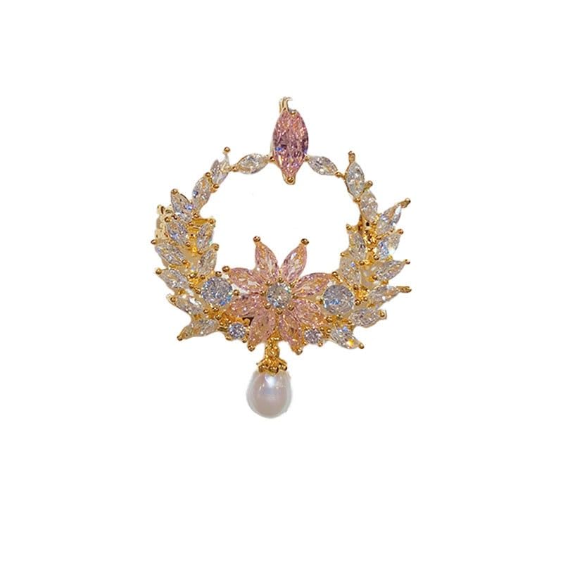 Broche de perles d'eau douce uniques de créateur au design super flash chic