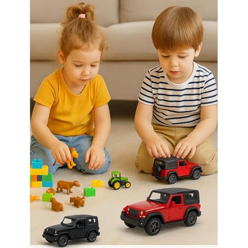 Image of HARRY & JAMES Convertible Thar 1:32 Scale DieCast Metal Pull-Back Action Openable Doors & HoodTop 4x4 Thar /Jeep with Sound & Lights Realistic Open JeepThar for Kids,Boys,Girls,Childrens,Multicolor