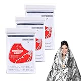 flintronic Coperte di Emergenza, 3 Pezzi Coperta Termica, 160 * 210cm Riflettente Coperta, Coperta Isotermica di Pronto Soccorso Impermeabile per Salvataggio Protegge da Freddo, Pioggia e Vento