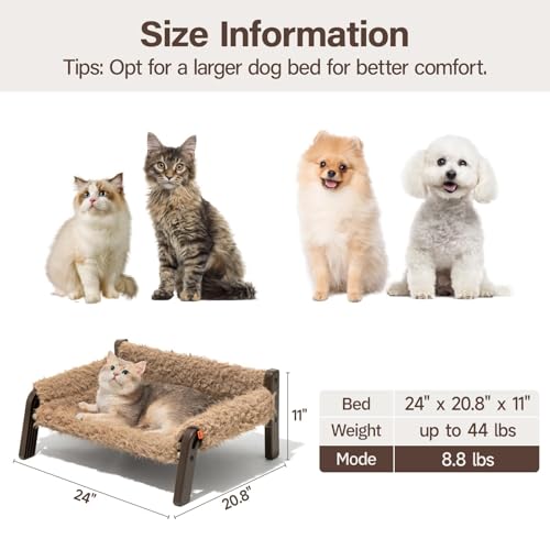MEWOOFUN Elevated Cat & Dog Bed, Small Dog Sofa with Non-Slip Bottom, Cat Couch with Premium ABS Frame & Breathable Cover, Machine Washable Pet Bed for Indoor/Outdoor Use, Up to 44 Lbs (Plush Brown) - Image 3