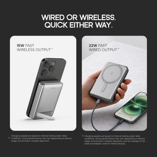 Image of Noise 10000mAh MagSafe Wireless Power Bank: Built-in Stand, Metallic Finish, Upto 15W Wireless & 22W Wired Output, for iPhone 12 & Above,Android (Qi-Compatible) + Magnetic Ring (Green)