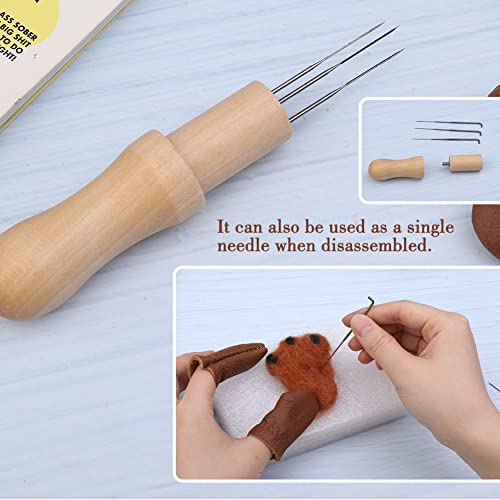 Image of Mayboos Wool Felting Tool Kit - 3 Needles, Finger Protector for Home Craft Work