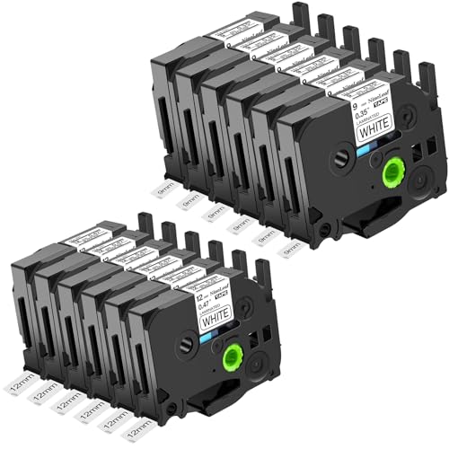 Ruban TZe 12mm 9mm pour Brother P-Touch H110 H107B, recharge étiqueteuse TZe-231 TZe-221 NineLeaf