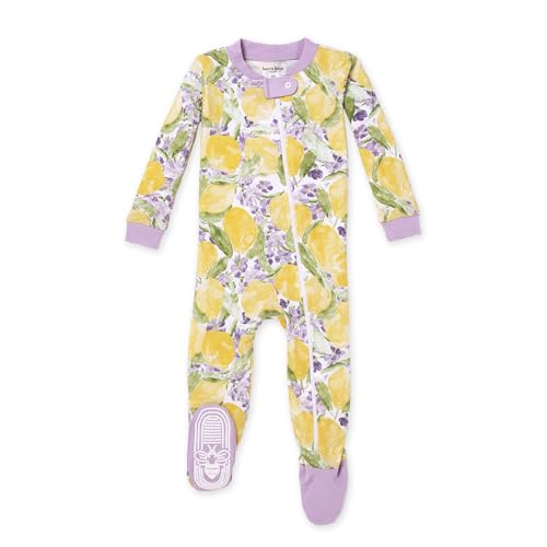 Image of Burt's Bees Baby Baby Girls' Organic Cotton Zip-Front Non-Slip Footed Sleeper Pajamas