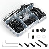 OURONOTO Motorcycle Fairing Bolt Kit, 304 Stainless Steel 177Pcs M5 M6 Windscreen Screw Set Universal Fasters Fit for Kawasaki Suzuki GSXR Honda Ducati Yamaha BMW, Black