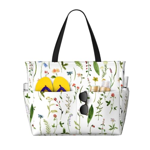 Sac de plage grand sac à bandoulière femme fourre-tout à fleurs grand volume fourre-tout