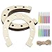 Produktbild 12 PCS Große Größe Holzscheiben Scheiben Hufeisen Form unvollendete Holz Ausschnitte Handwerk mit Aquarellstift, DIY Dekoration für Geburtstagsdeko Party Hochzeiten Babypartys und Kranzdekorationen