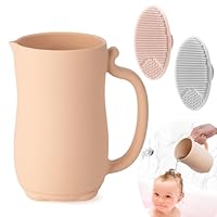 PandaEar Baby Badespülbecher | Silikon Shampoo Spülbecher mit 2x Kopfhautbürste für Kleinkinder & Kinder (Rosa)