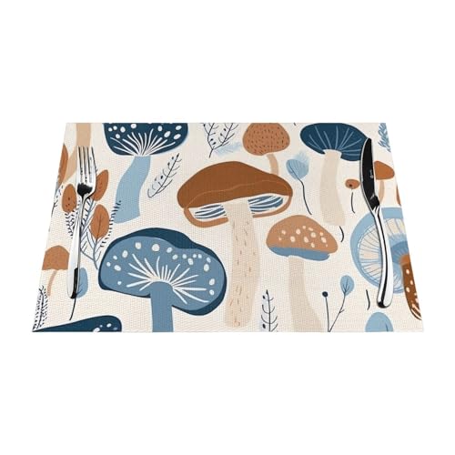 Sets de table lavables lot de 6 motif champignon pour protéger votre table