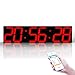 CCDYLQ 6-Digit Smart Digital LED Reloj de Pared Grande, 27.3" Display Jumbo con Control de Wi-Fi, Temporizador de Cuenta Regresiva multifunción, Ideal para Oficina en casa Aeropuerto Gimnasio,Rojo