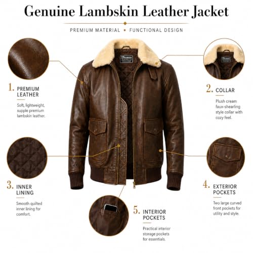 Image of Mens G-1 Fur Collar US Navy Flight Distressed Brown Aviator Genuine Leather Jacket
