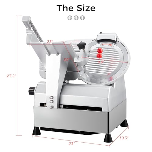 Premium Deli Slicer for Home & Commercial Use - 800W Powerful Motor, 0-18mm Adjustable Thickness, 12" Stainless Steel Removable Blade, Easy to Clean, and Safe Operation.