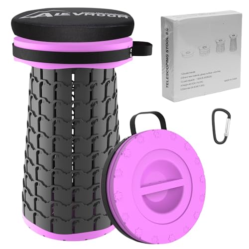 Image of ALEVMOOM Upgraded XXL Collapsible Stool with Cushion 19.7 inch,1000lbs Max Weight,Wider & Taller Pop Up Seat, Heavy Duty Portable Retractable Folding Chair or Travel Foot Rest for Camping & Outdoors