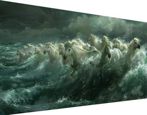 Diamond Painting Fleuve et Cheval 70x140cm | Kit Broderie Diamant Complet