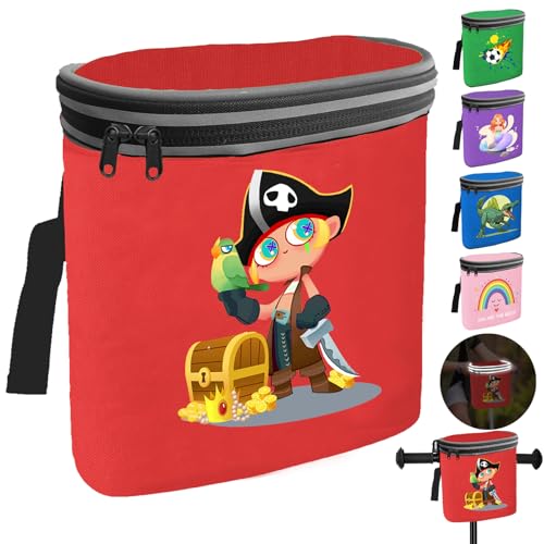 AUNGKWANG Sacoche de Guidon de Vélo pour Enfant, Pirate Sac de Guidon pour Enfants, Couvercle Amovible, Sacoche de Vélo pour Le avec Réflecteurs
