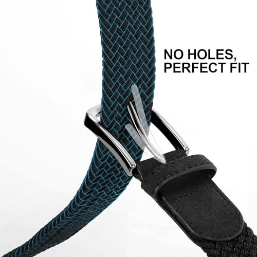 Image of Mens Elastic Braided Belt Stretch Woven Web Belt for Golf Pants Jeans Shorts Casual