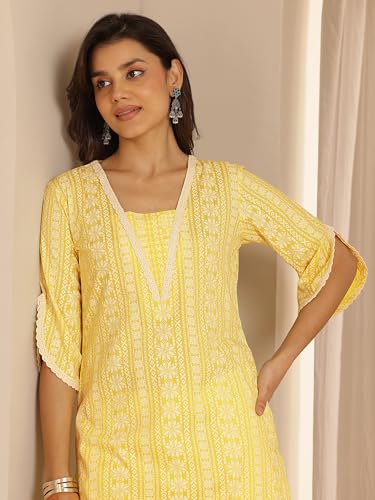 Image of Libas Printed Rayon Straight Kurta