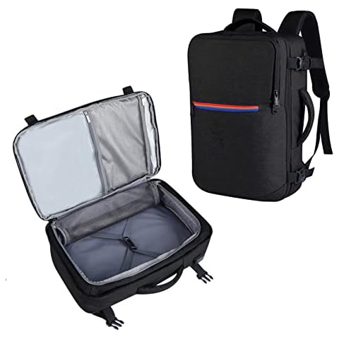 MAYMOONER Travel Backpack for Men Women Flight Approved Carry on Backpack Gym Overnight Luggage Laptop Daypack College School Bookbag Waterproof Black Cover