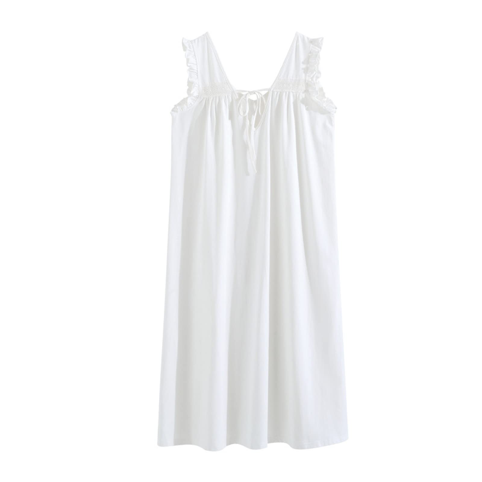 OFFSUM Verano Color Sólido Sin Mangas Camisón Algodón Palacio Princesa Sexy Casual Elegante Tirantes Ropa Interior