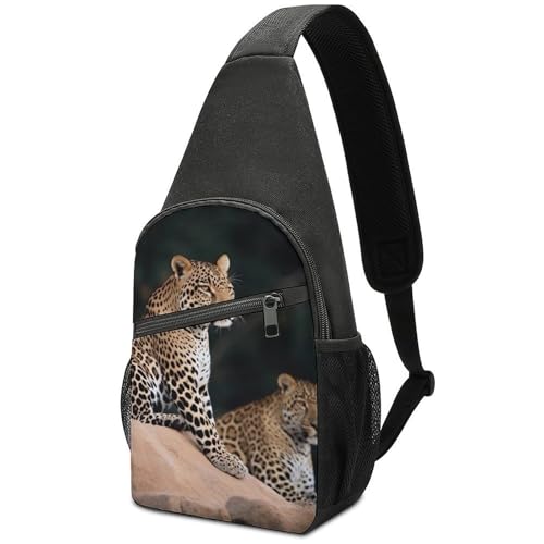 Mochila tipo sling African Leopard blanca para senderismo miniatura 1