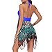 Produktbild Damen Badeanzug, Tankini Floral Print Bademode Zweiteiliger Badeanzug Asymmetrisch Swimdress (Blau, L)