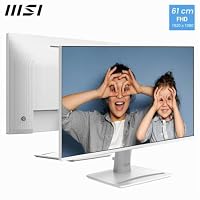 MSI PRO MP243WA E14 24-Inch FHD Computer Monitor, 1920x1080 IPS, 144Hz, 1ms, HDR Ready, Adaptive Sync, Eye Care, Built-in Speaker, HDMI 1.4b, DP 1.2a, Frameless, Tilt Adjustable, Vesa Mount, White – Ansicht 2