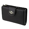 COACH Medium Leather Corner Zip Wallet in Black – Gold, Style No. 6390
