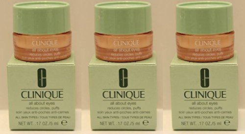 Lot Of 3 Clinique All About Eyes Reduces Puffs Circle 5Ml /Each3= Total 15Ml/0.5Oz #TOP8