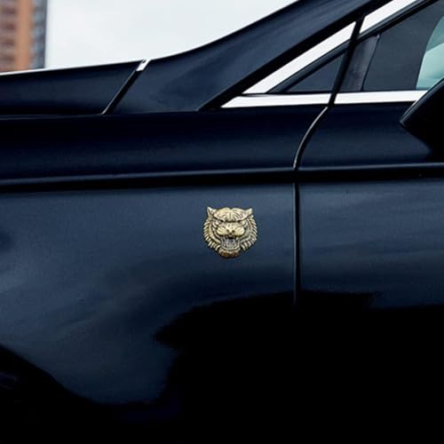 Image of JVCV 3D Metal Tiger Sticker Chrome Logo Decal Emblem Badge for All Cars Bikes Laptops Headphones Helmets Home Office Accessory (Tiger, Bronze)