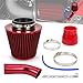 BARTOO 3'' Cold Air Intake Kit Aluminum Automotive Cold Air Intake Pipe Filter Induction Flow Hose Pipe Kit, Red