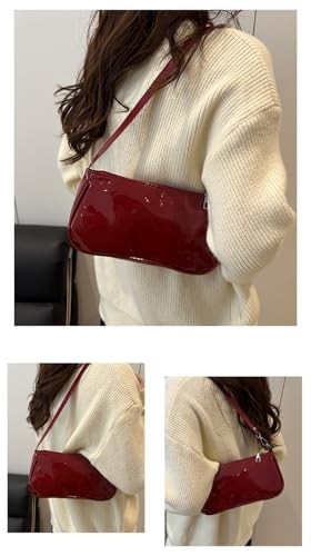 Image of Patent Leather Evening Purse Shiny Elegant Clutch Purse Mini Shoulder Bag