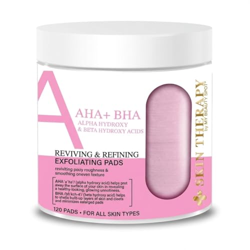 Skin Therapy AHA BHA Exfoliating Pads for Face Facial Exfoliating Pads with Glycolic & Salicylic Acid Face Toner Pads for Pore Cleansing & Smoothing Skin 120 Count