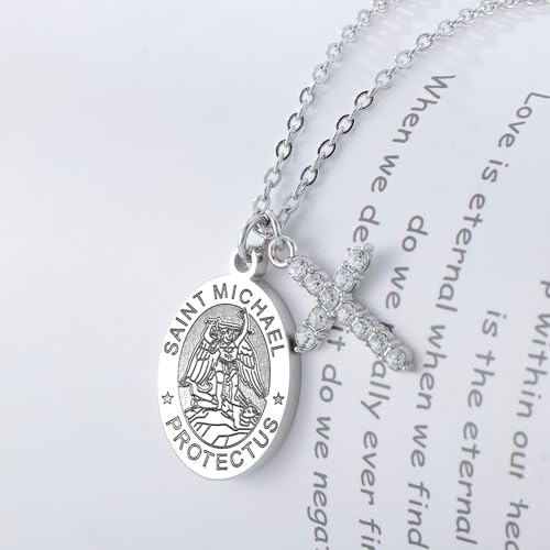PARTNER Protectional Cross Necklace for Women MenSt Michael/Archangel Raphael/St Christopher/St Jude/St Joseph/St Anthony Medal Necklace Gifts for Women Men3