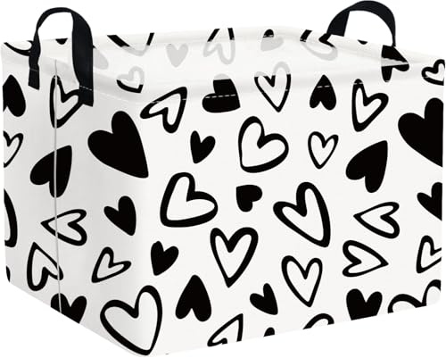 Image of FXOCSHE Rectangular Valentines Day Gift Basket Empty,Heart Gift basket Organizer Bins for Girls Room Decor,Nursery hamper,Easter decor(Lovely black heart)