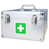 Morning Plus - First aid kit Lockable Medication Box Organizer Emergency Medicine Storage Box Aluminum Medical Box 12