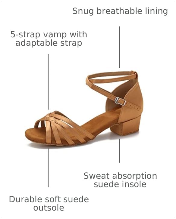 Image of Yokala Ballroom Latin Salsa Dance Shoes Women Low Heel Practice Dancing Sandals for Social Dance Beginner S04
