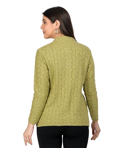 Image of Lady Willington Women Woolen Round Neck Self Design Cardigan Heavy Rainbow Fabric Cardigan Winter Wear Pure Wool Cardigan for Women Free Size Long Cotty Warm Cardigan Free Sizes