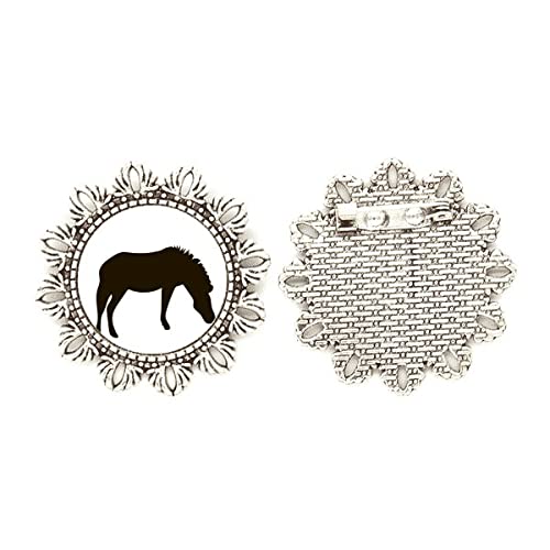 Broche de plata ley animales pintos negro medium acabado joyeria