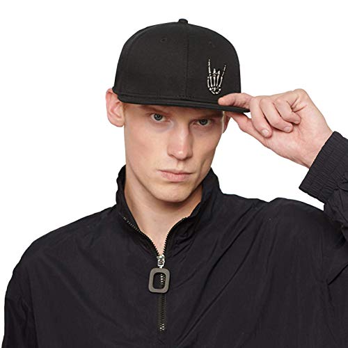 Mens baseball cap snapback noire à visière droite rigide et ajustable