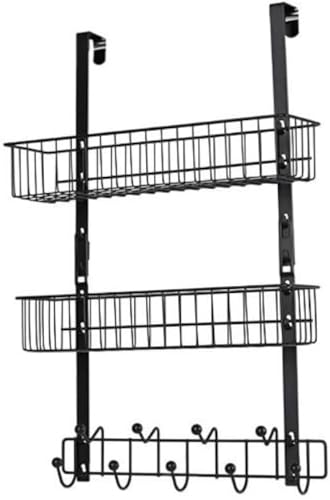 Xiraivke ドアハンギング収納ラック 吊り下げ収納ドア 2層 5フック 衣類、化粧品、小物を収納できる多機能収納 玄関 浴室 寝室 ドア収納 パンチングなしで簡単に取り付けられます。