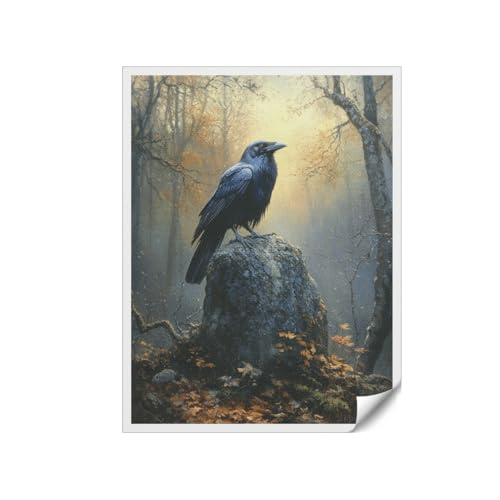 AVPHDTBK Unframed Crow Canvas Art Decor Crow perched on a