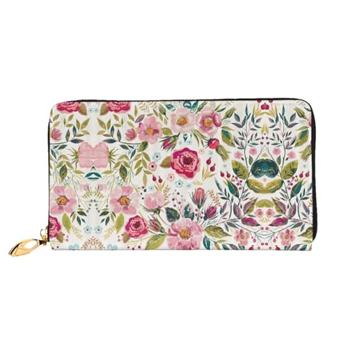 Portefeuille en cuir femme premium à motif floral et rangement cartes de crédit