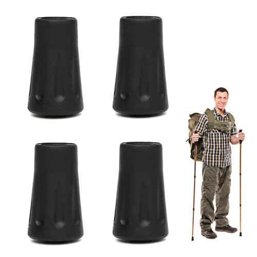 LBJFYHJN 4 Stück Gehstock Gummipuffer für wanderstock Spitze für Walking und Wanderstöcke mit rutschfesten Gummistoppern für jedes Gelände