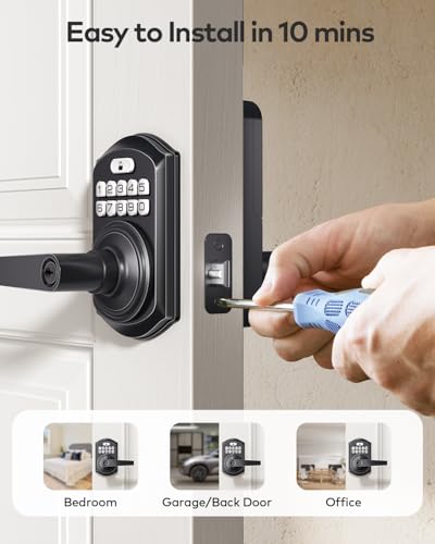 TEEHO TE004 Keyless Entry Keypad Door Lock with Handle - Smart Digital Electronic Lock for Interior Door with Anti-Peeping, Auto Lock & Passage Mode - Easy Installation - Matte Black thumbnail 8