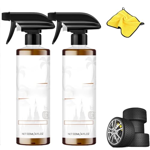 Potente spray detergente per ruote e pneumatici, schiuma bomber per freni e pneumatici, 120 ml, detergente multiuso per esterni, sicuro su tutti i tipi di pneumatici (2 pezzi)